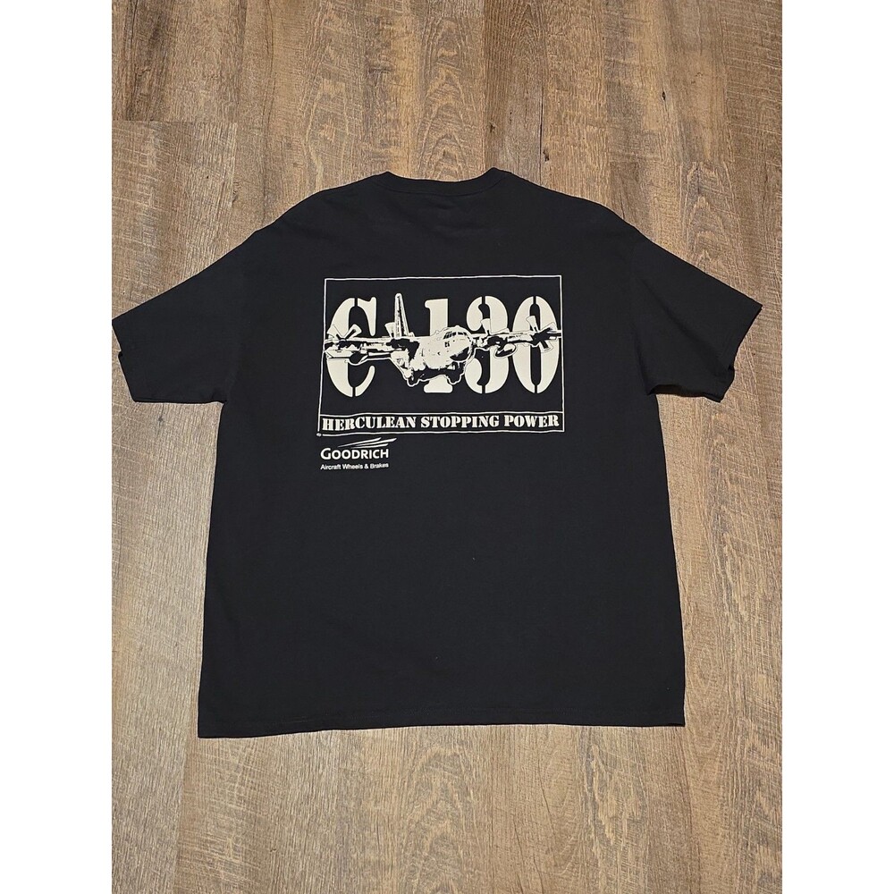 Goodrich C-130 Hercules Shirt XL Black Aviation Military Airplane Tee Hanes